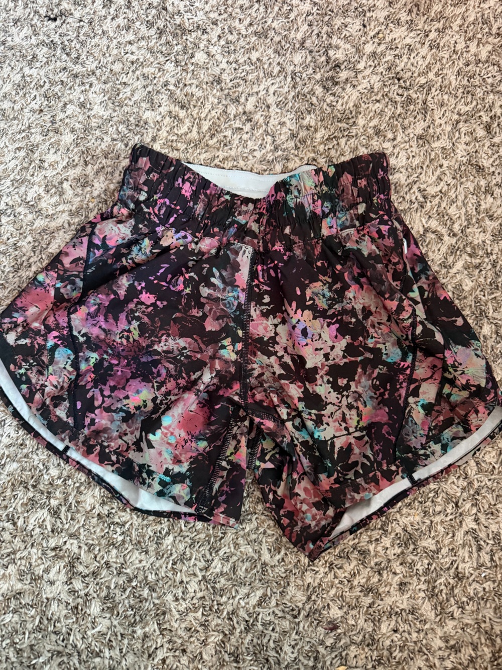 lululemon athletica Black Floral Splash Athletic Shorts